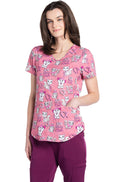 Ladies We Wear Pink Print Scrub Top